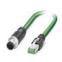 1,0 meter RJ45 4-pole -->> M12-D-coded MALE- Straight Shielded Network Cable (1407499)