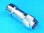 300050 - M16 6-pole Straight Female Shielded Connector, cable diameter 8-10.5mm