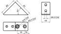 5335-2 Angle connector 45 degree 40x80 nut 8 Dimensions