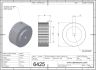 6425-2 AT5 Pulley 36-AT5 Z44 for 25mm wide belts 2D Dimensions