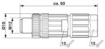 4796-2 M12 4-pole Straight Male Connector 1424657 Dimensions