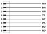 4635-5 M12 8 Pole Panel Mount MALE with 50cm wiring Hole Colour Coding