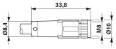 M8 3 Pole Cable L1500mm MALE-FEMALE Straight Shielded