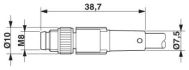 M8 3 Pole Cable L300mm MALE-FEMALE Straight