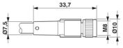 M8 3 Pole Cable L300mm MALE-FEMALE Straight